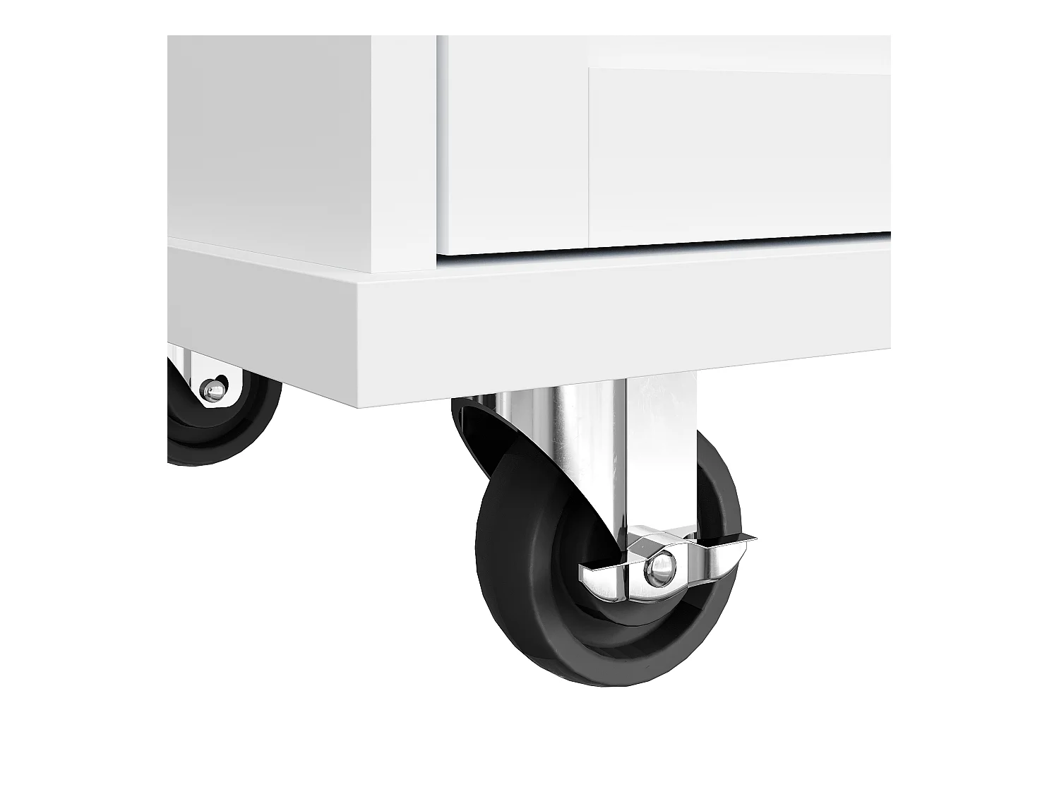 Ilha de cozinha branca com 5 gavetas - Carrinho de cozinha com 1 porta e 3 compartimentos abertos - porta-temperos e toalheiro