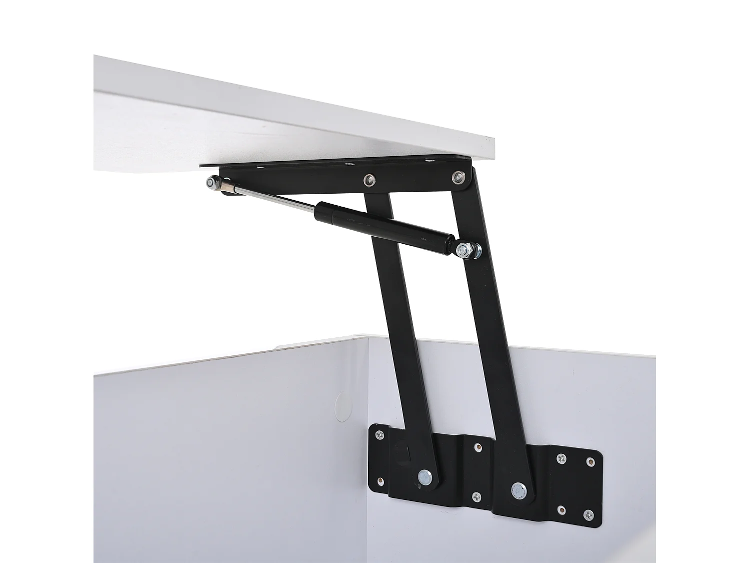 Mesa de centro branca com tampo regulável em altura - Mesa de centro com iluminação LED e 1 gaveta - Arrumação aberta