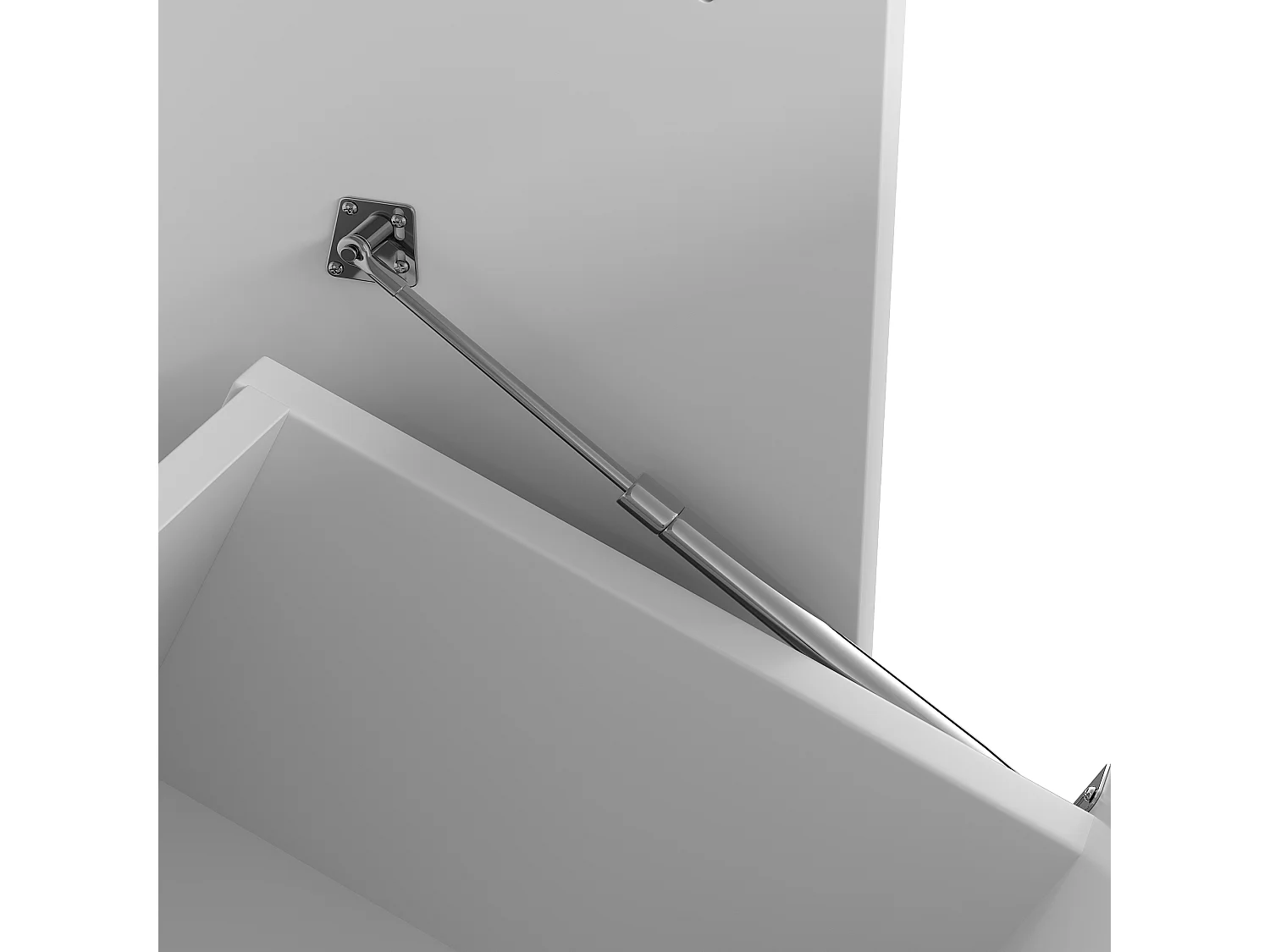 Desserte de cuisine blanc avec étagères réglables - Îlot central avec 3 portes et 3 tiroirs - compartiment poubelle