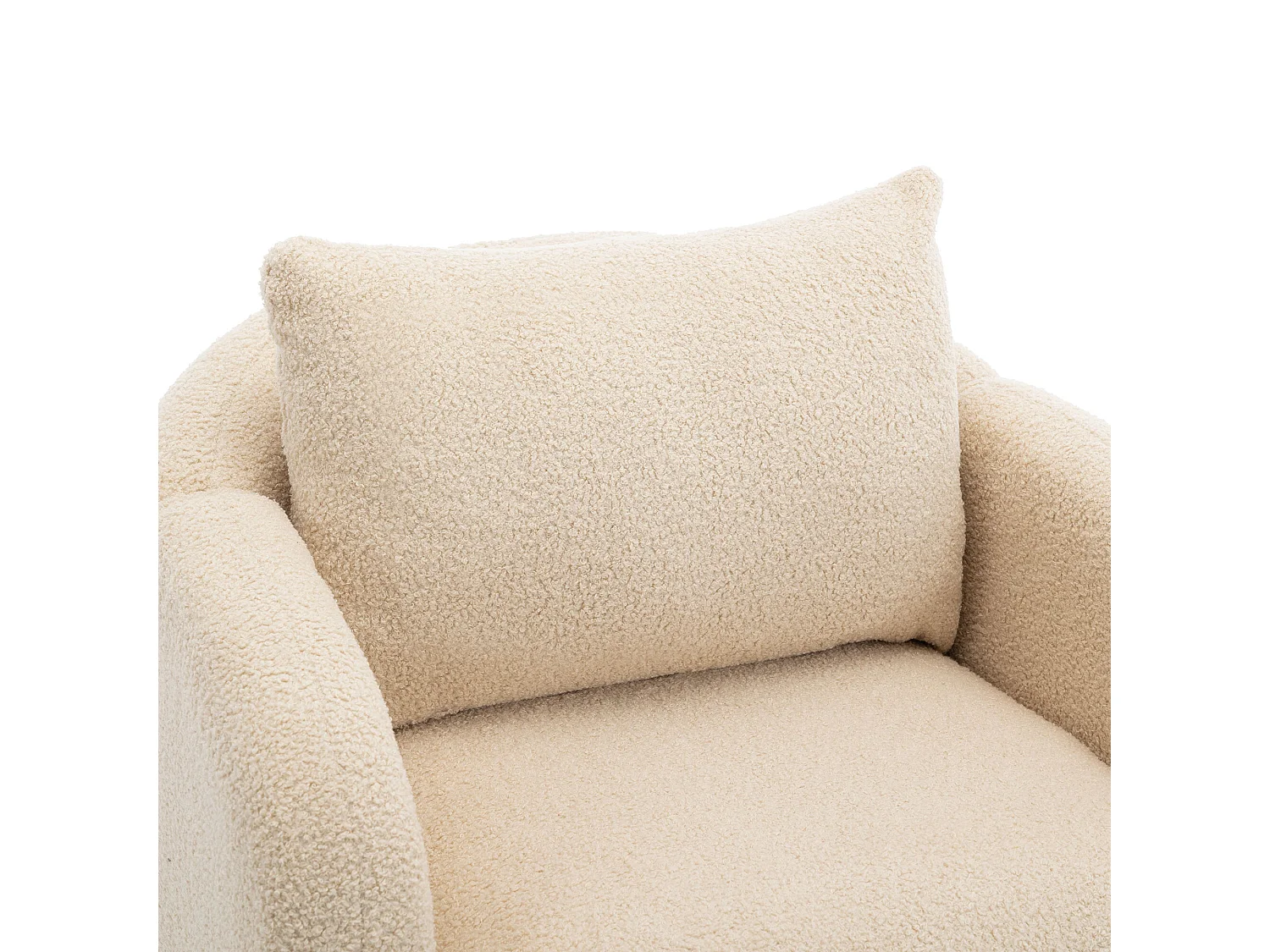 Poltrona bege - Poltrona com assento e braços grossos - pernas e almofadas em madeira maciça - veludo de pelúcia