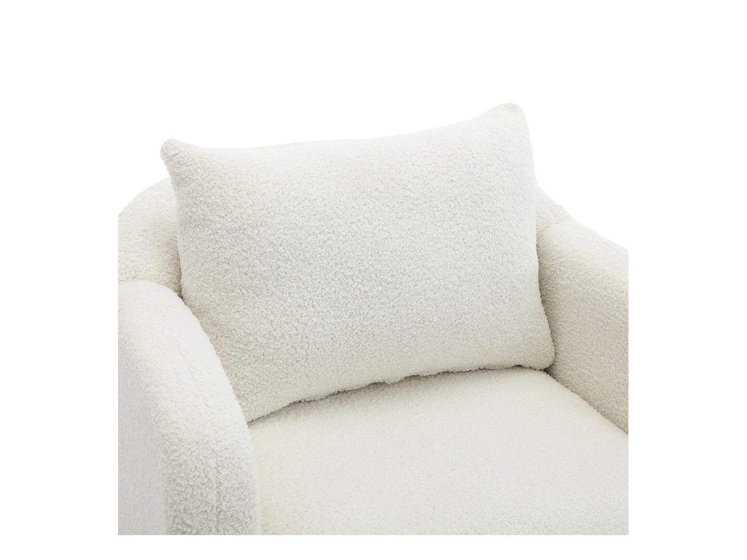 Fauteuil blanc - Fauteuil avec assise et accoudoirs épais - pieds et coussins en bois massif - velours teddy