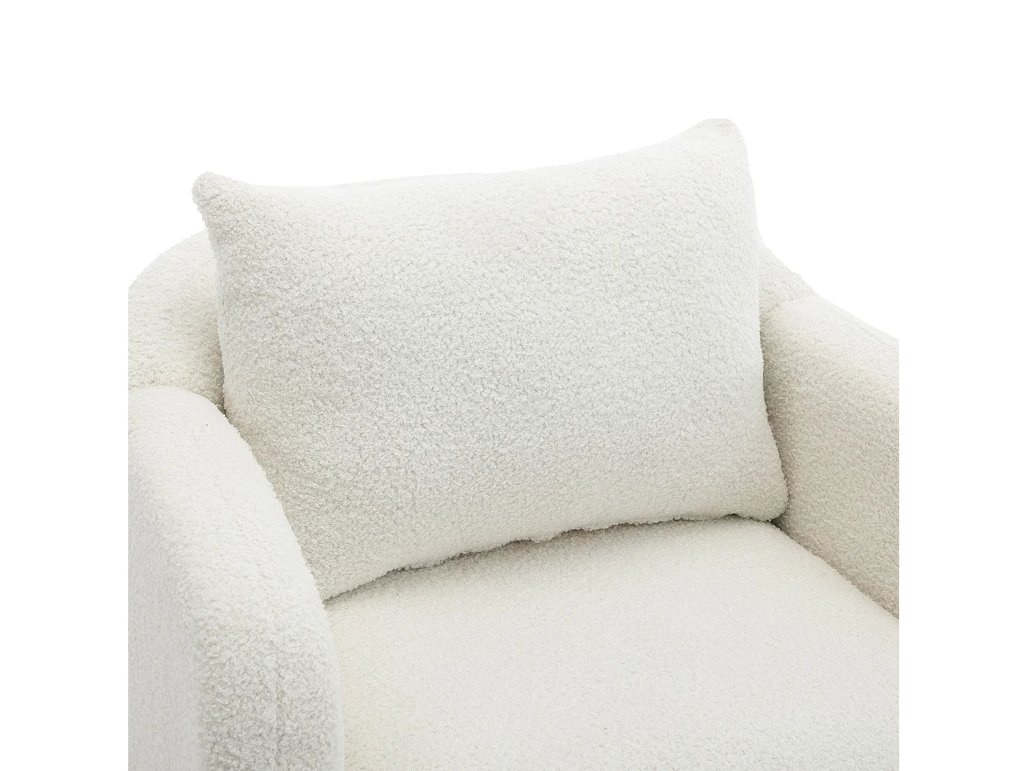 Sillón blanco - Sillón con asiento y reposabrazos gruesos - patas y cojines de madera maciza - terciopelo peluche