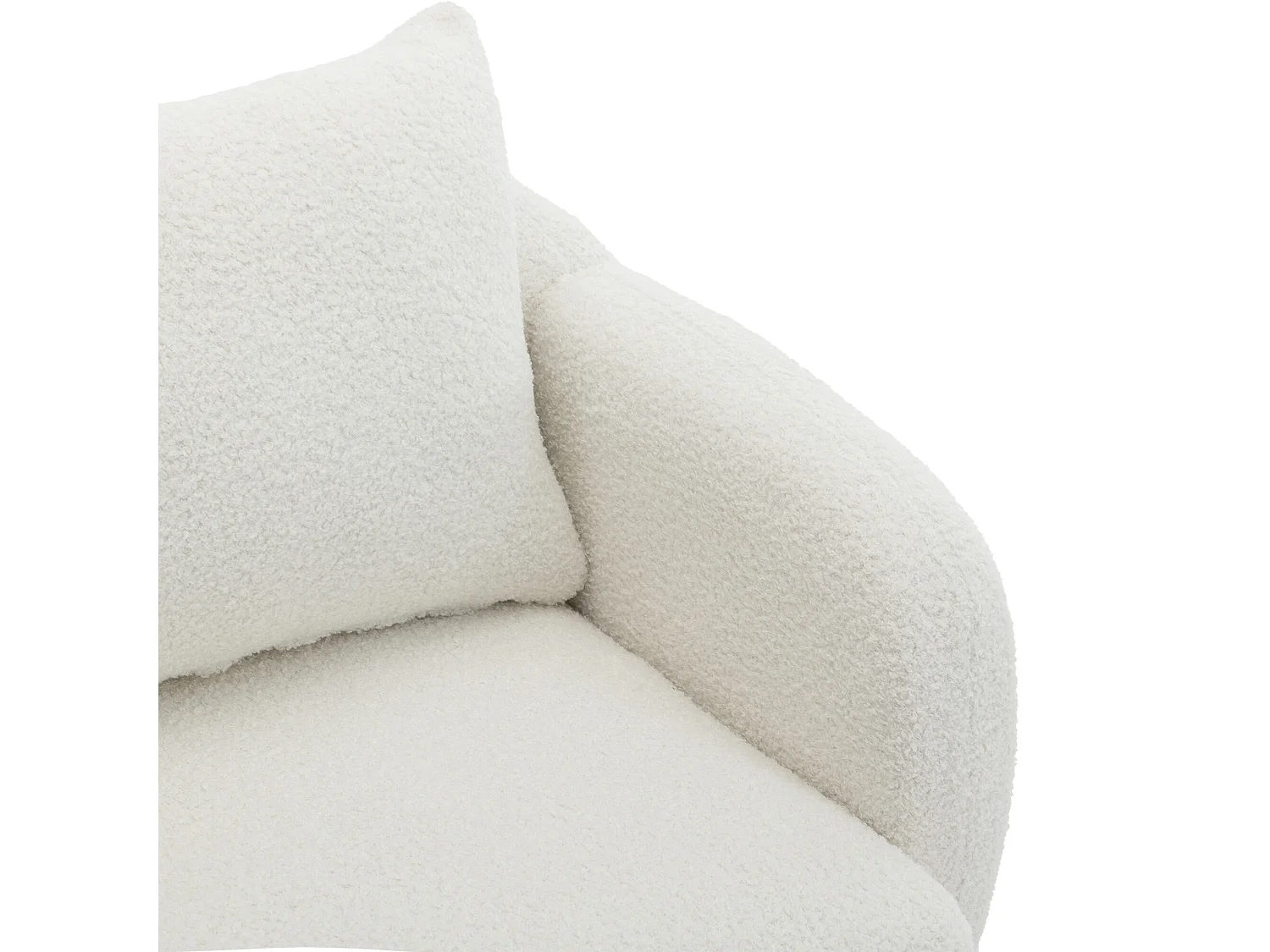 Sillón blanco - Sillón con asiento y reposabrazos gruesos - patas y cojines de madera maciza - terciopelo peluche