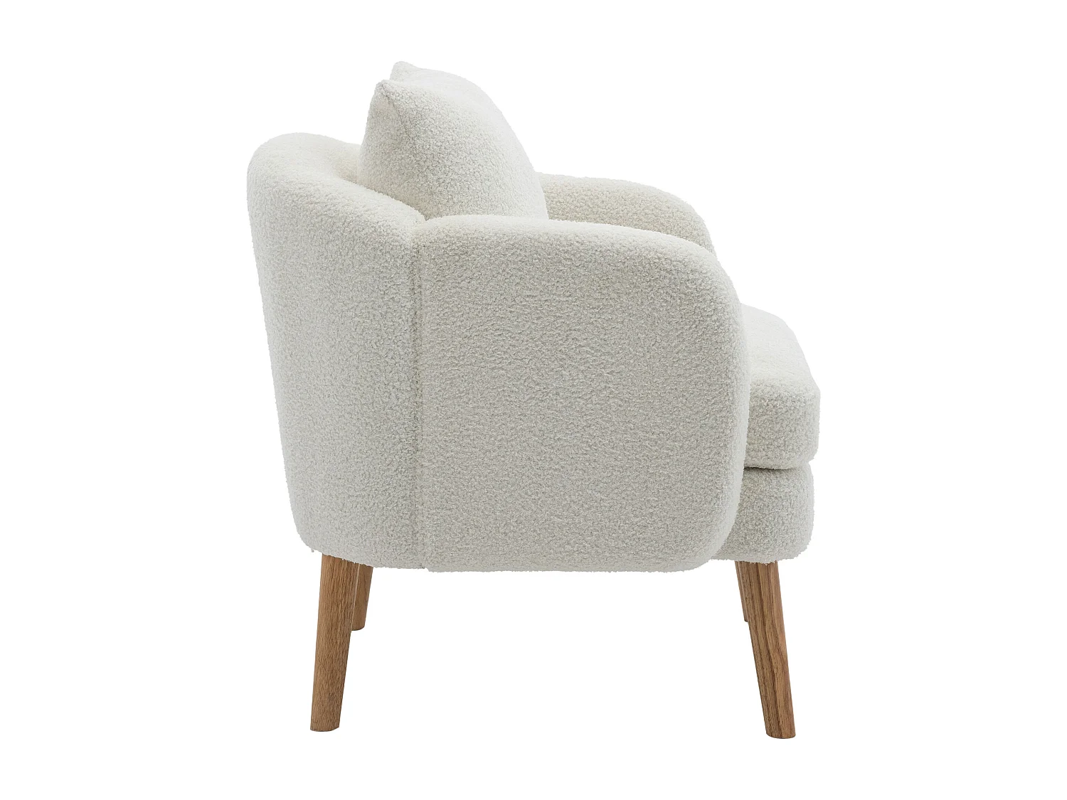 Sillón blanco - Sillón con asiento y reposabrazos gruesos - patas y cojines de madera maciza - terciopelo peluche