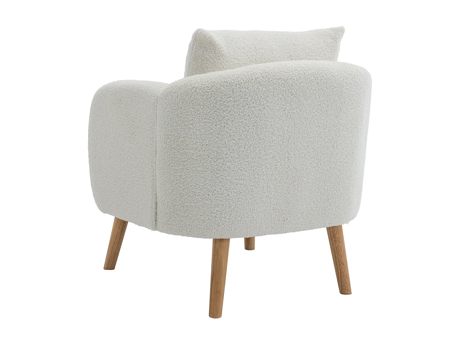 Sillón blanco - Sillón con asiento y reposabrazos gruesos - patas y cojines de madera maciza - terciopelo peluche