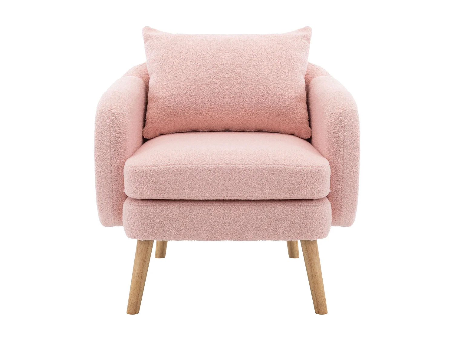 Poltrona rosa - Poltrona com assento e braços grossos - pernas e almofadas em madeira maciça - veludo de pelúcia