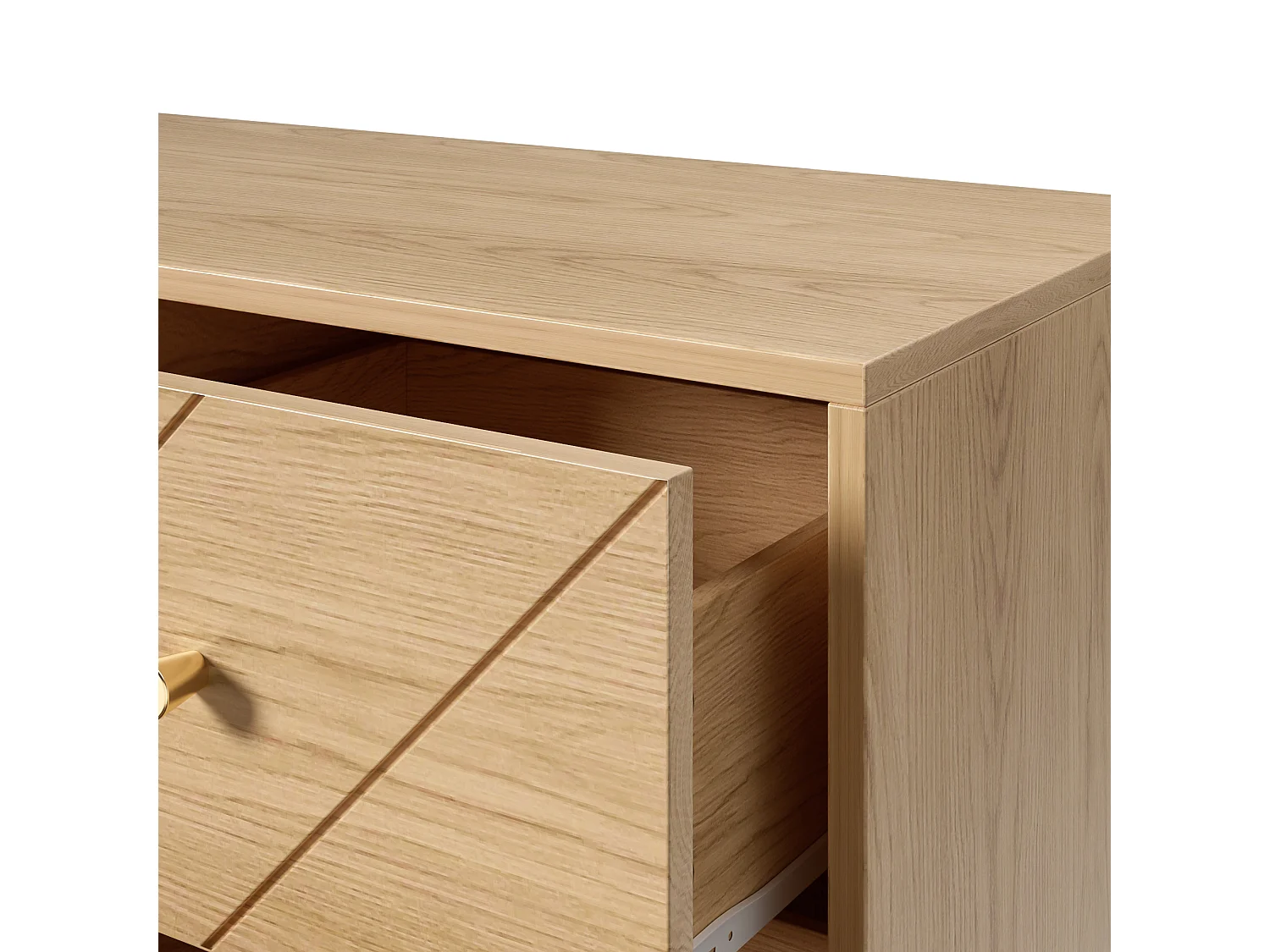 Commode 9 tiroirs - Commode avec pieds en fer et poignées dorées - panneau de particules