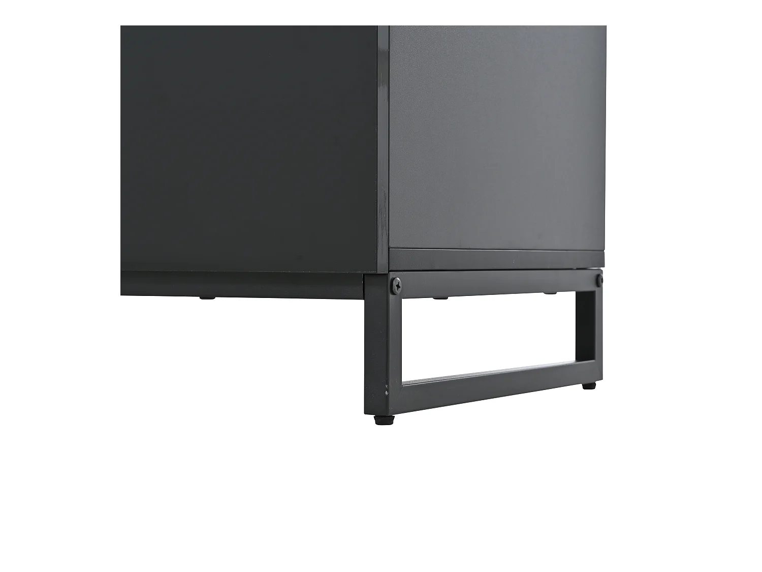 Commode moderne brillante - Commode à 6 tiroirs avec pieds en métal - blanc et noir