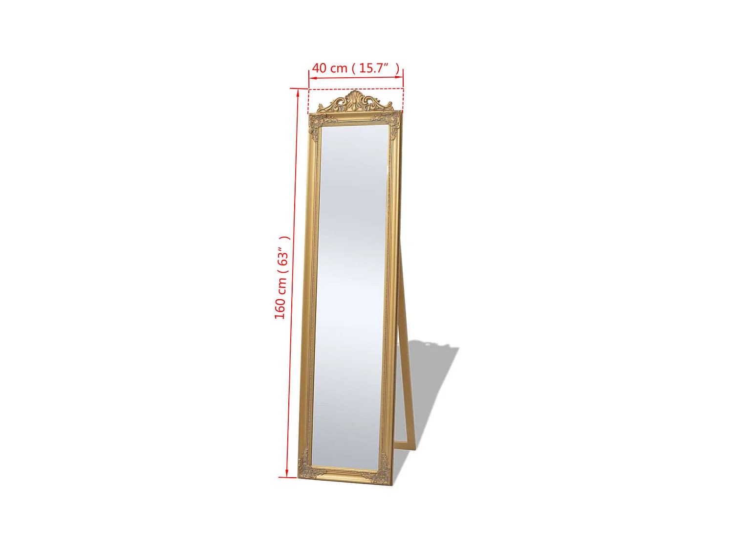 Miroir sur pied Style baroque 160x40 cm Doré