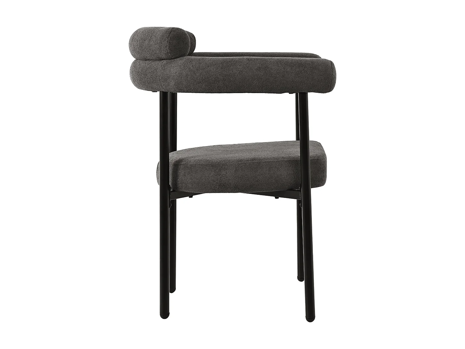 Lot de 2 chaise de salle à manger gris foncé - Chaise de salle à manger avec dossier et accoudoirs - daim - pieds en métal noir