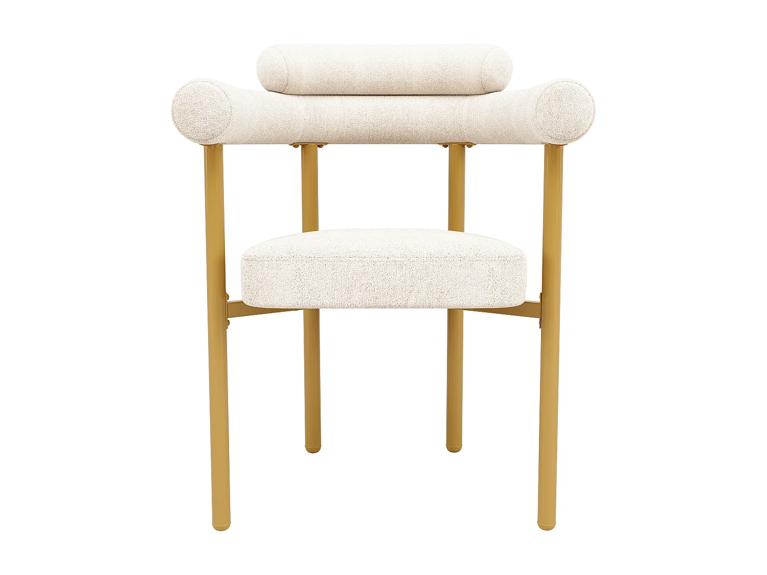 Lot de 4 chaise de salle à manger beige - Chaise de salle à manger avec dossier et accoudoirs - daim - pieds en métal doré