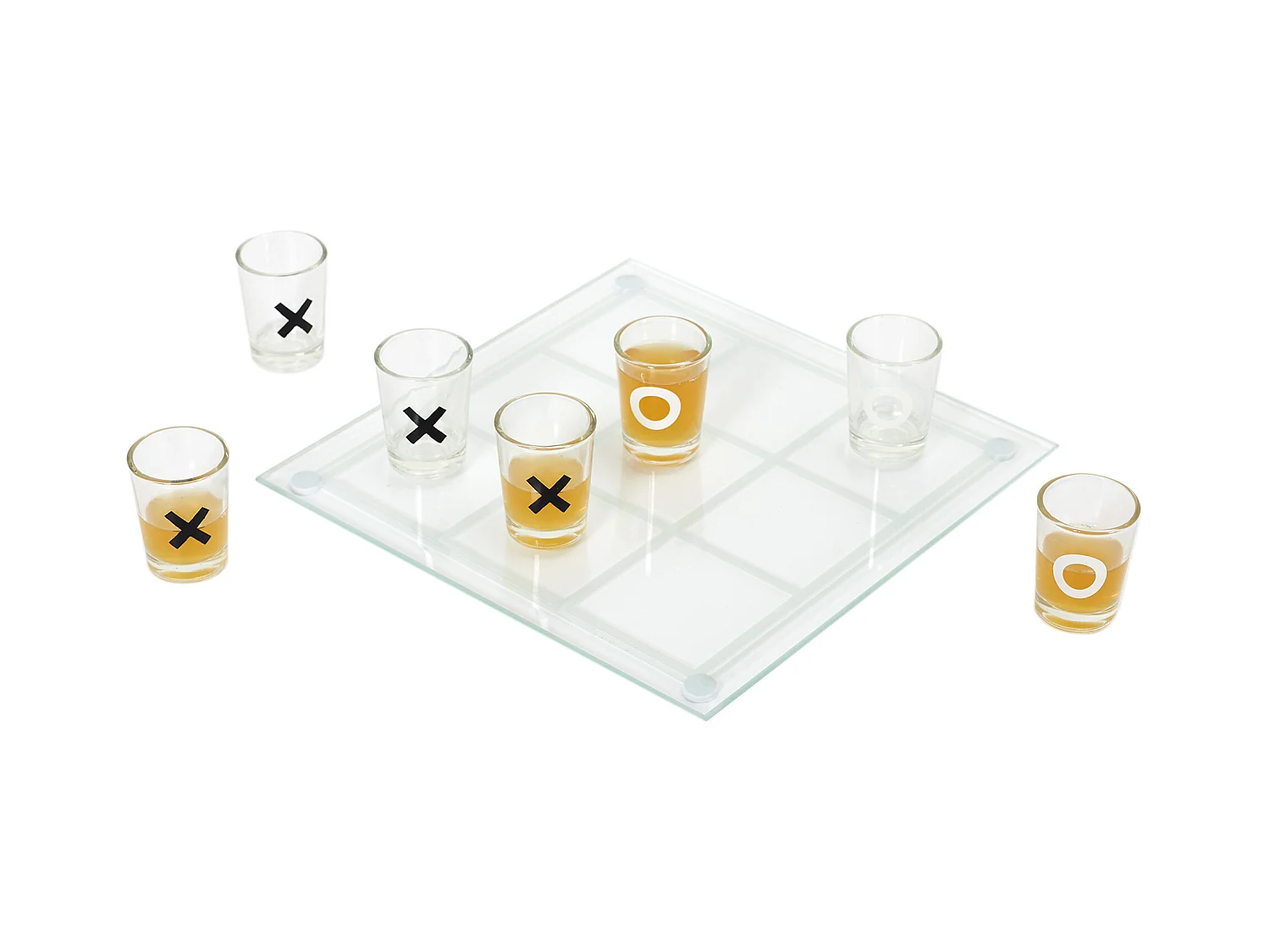 Jeu A Boire Tic Tac Toe En Verre Shot X9 Transparent, Noir, Blanc
