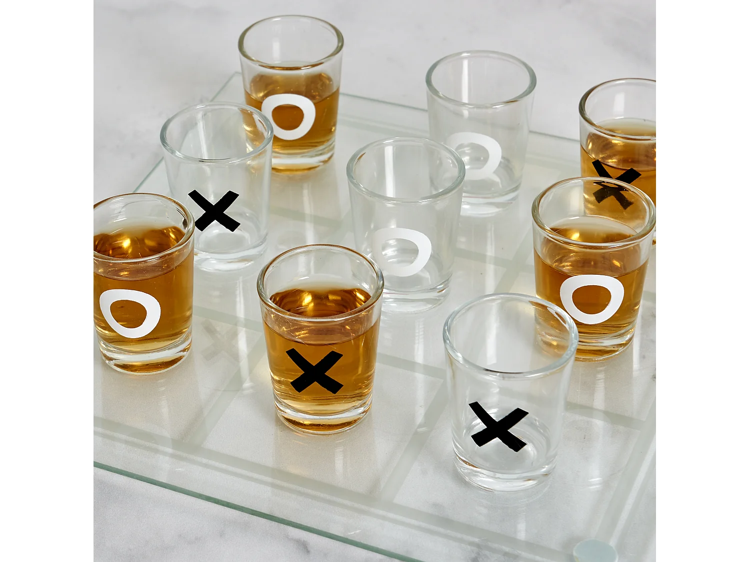 Jeu A Boire Tic Tac Toe En Verre Shot X9 Transparent, Noir, Blanc