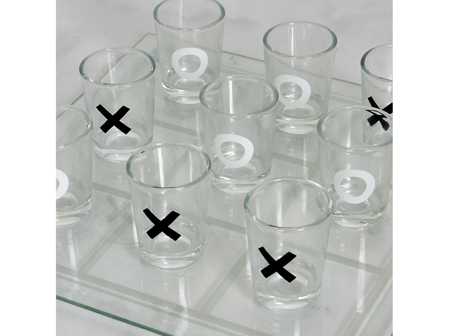 Jeu A Boire Tic Tac Toe En Verre Shot X9 Transparent, Noir, Blanc