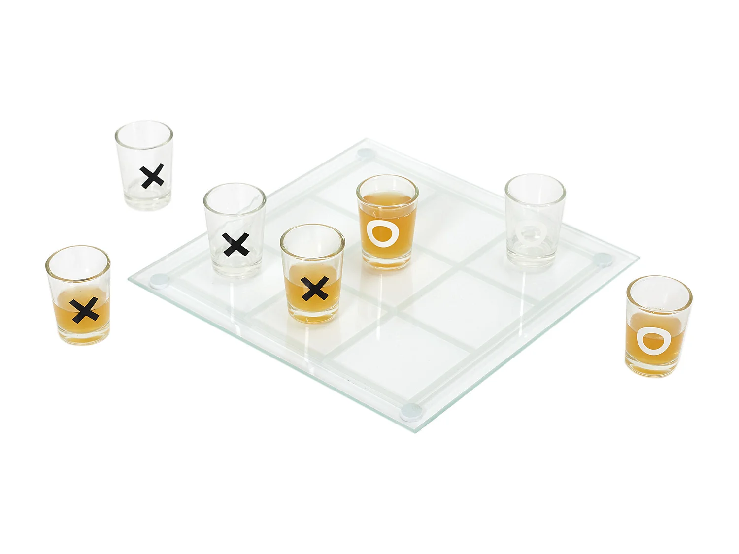Jeu A Boire Tic Tac Toe En Verre Shot X9 Transparent, Noir, Blanc