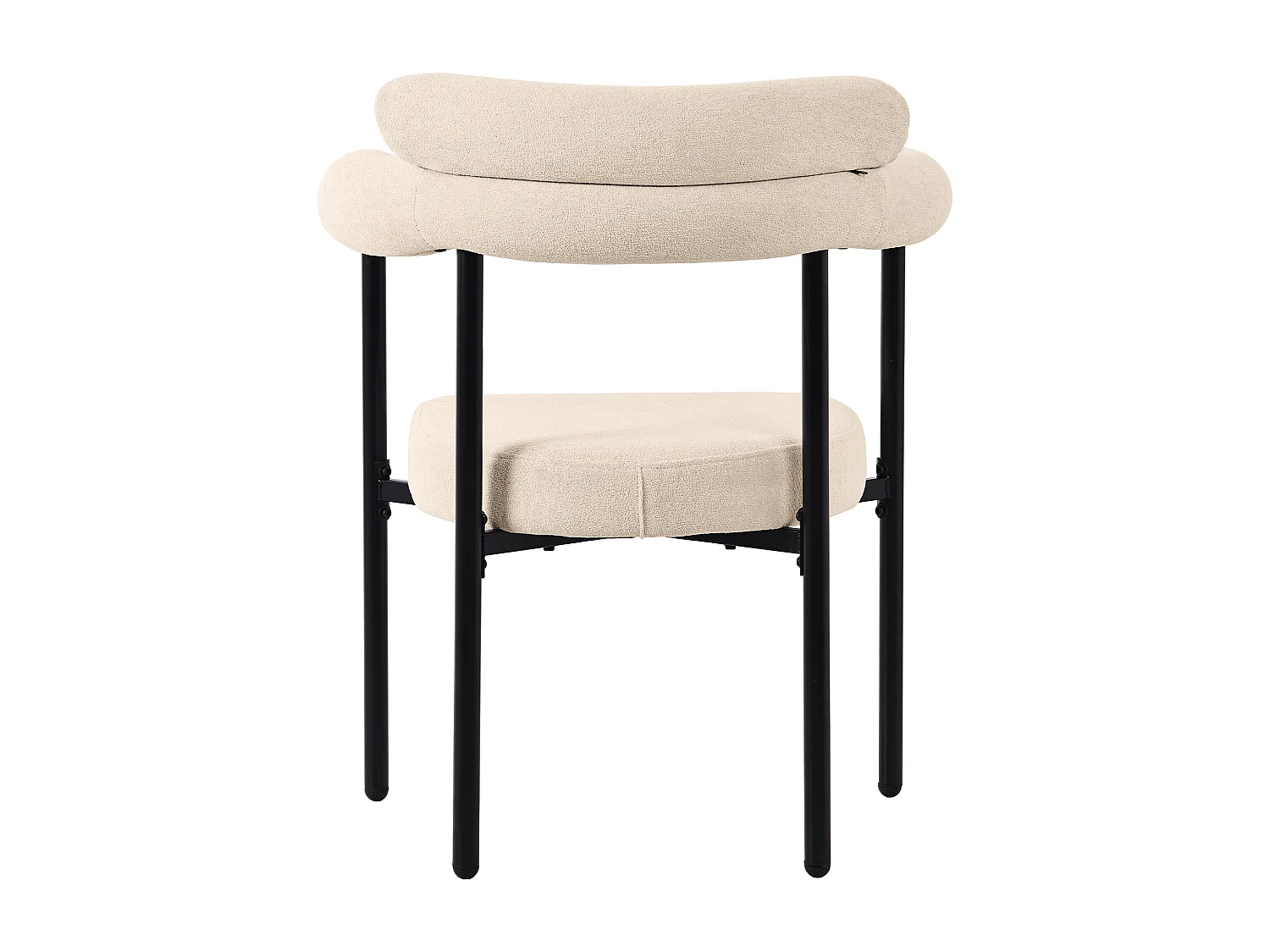 Set di 4 sedie da pranzo beige - Sedia da pranzo con schienale e braccioli - pelle scamosciata - gambe in metallo nero