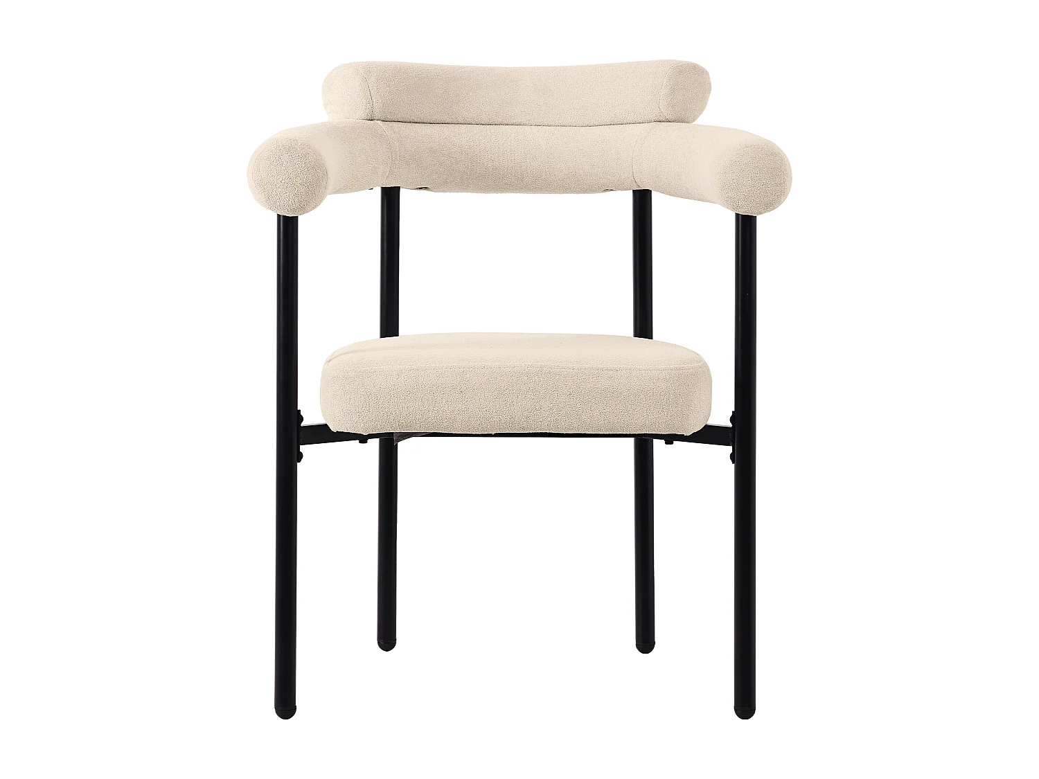 Set di 4 sedie da pranzo beige - Sedia da pranzo con schienale e braccioli - pelle scamosciata - gambe in metallo nero