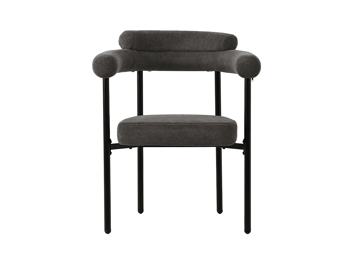 Lot de 4 chaise de salle à manger gris foncé - Chaise de salle à manger avec dossier et accoudoirs - daim - pieds en métal noir
