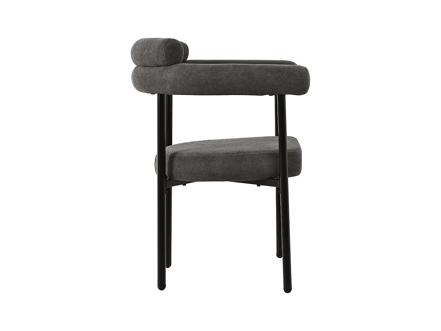 Lot de 4 chaise de salle à manger gris foncé - Chaise de salle à manger avec dossier et accoudoirs - daim - pieds en métal noir