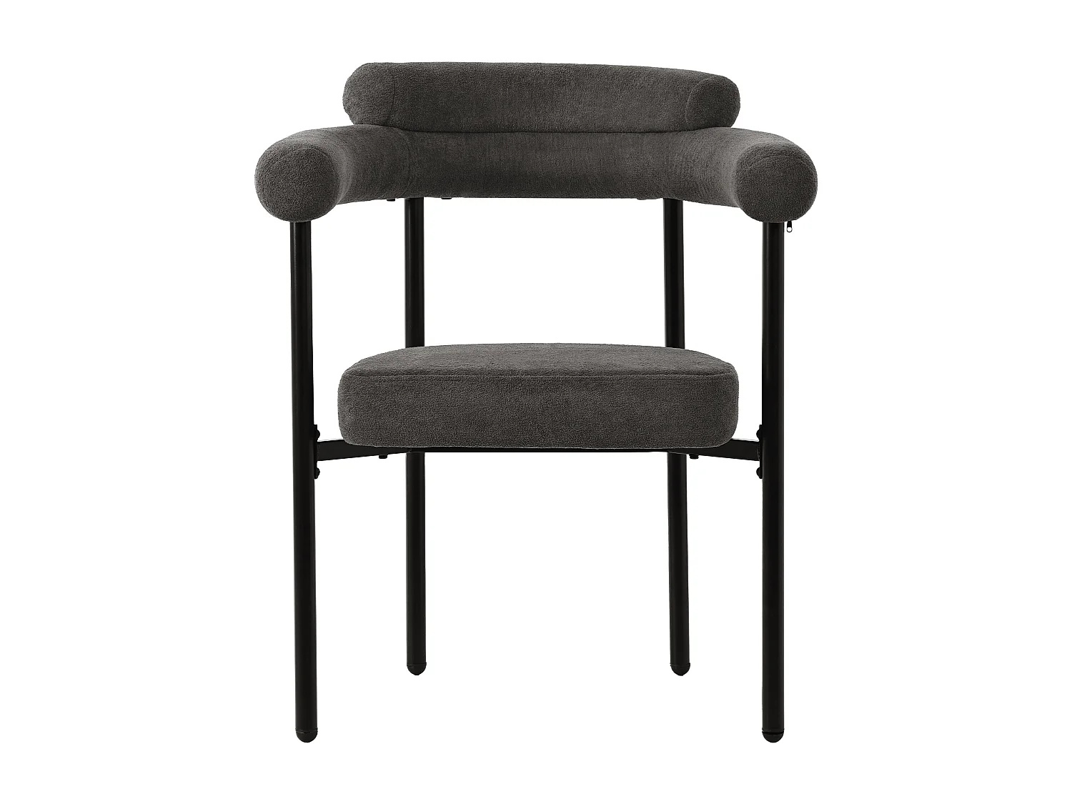 Lot de 4 chaise de salle à manger gris foncé - Chaise de salle à manger avec dossier et accoudoirs - daim - pieds en métal noir