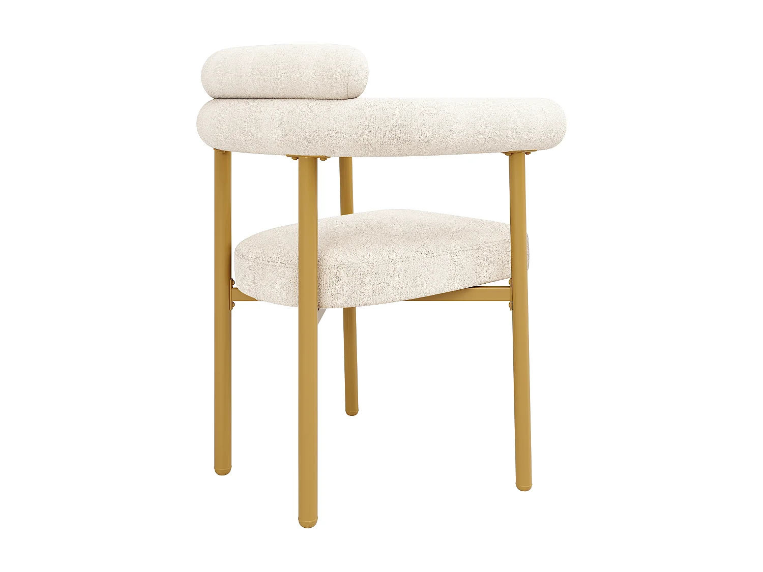 Lot de 2 chaise de salle à manger beige - Chaise de salle à manger avec dossier et accoudoirs - daim - pieds en métal doré