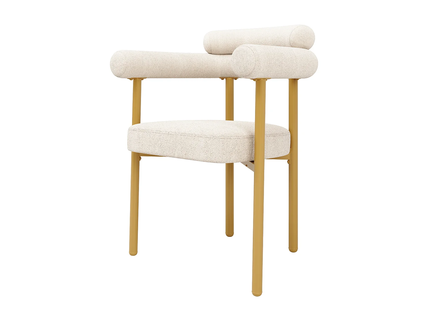 Lot de 2 chaise de salle à manger beige - Chaise de salle à manger avec dossier et accoudoirs - daim - pieds en métal doré