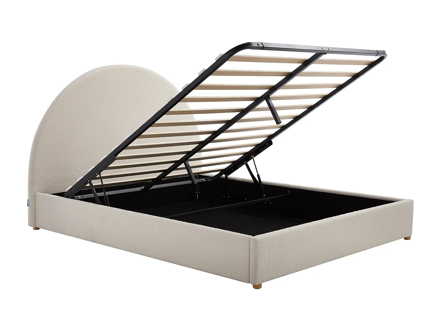 Lit coffre 160 x 200 cm - Tissu bouclette - Blanc + Matelas – CALIDORYA