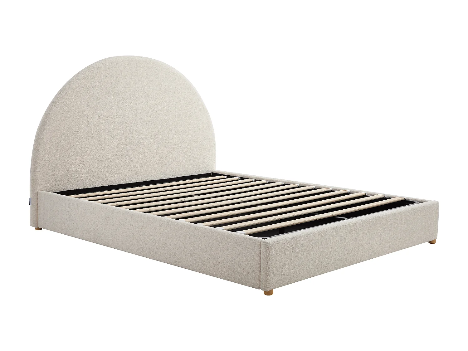 Lit coffre 160 x 200 cm - Tissu bouclette - Blanc + Matelas – CALIDORYA