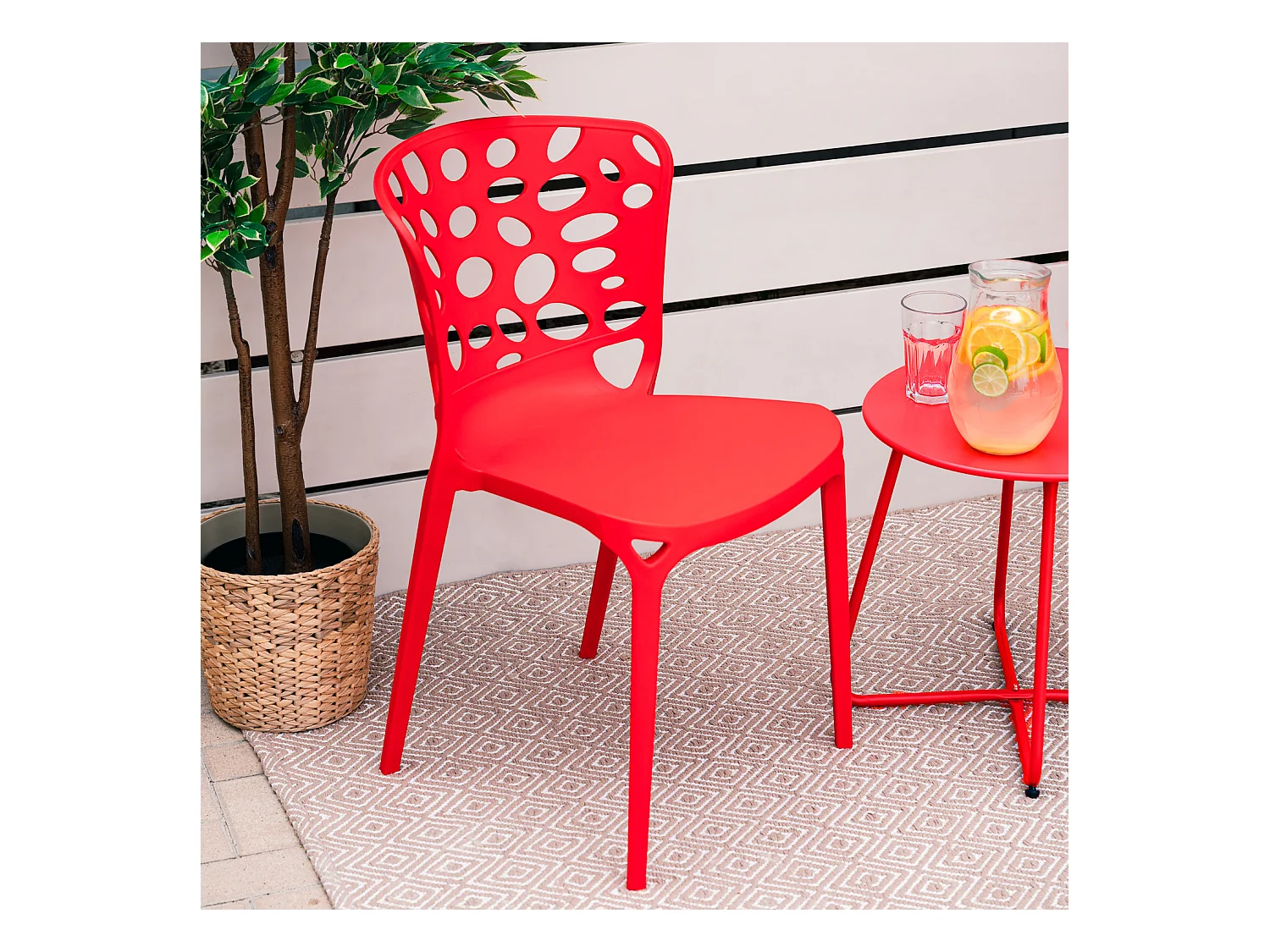 Chaise de jardin 47x83x47 cm rouge