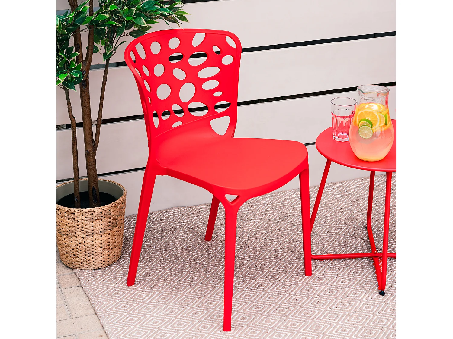 Silla de jardín 47x83x47 cm rojo