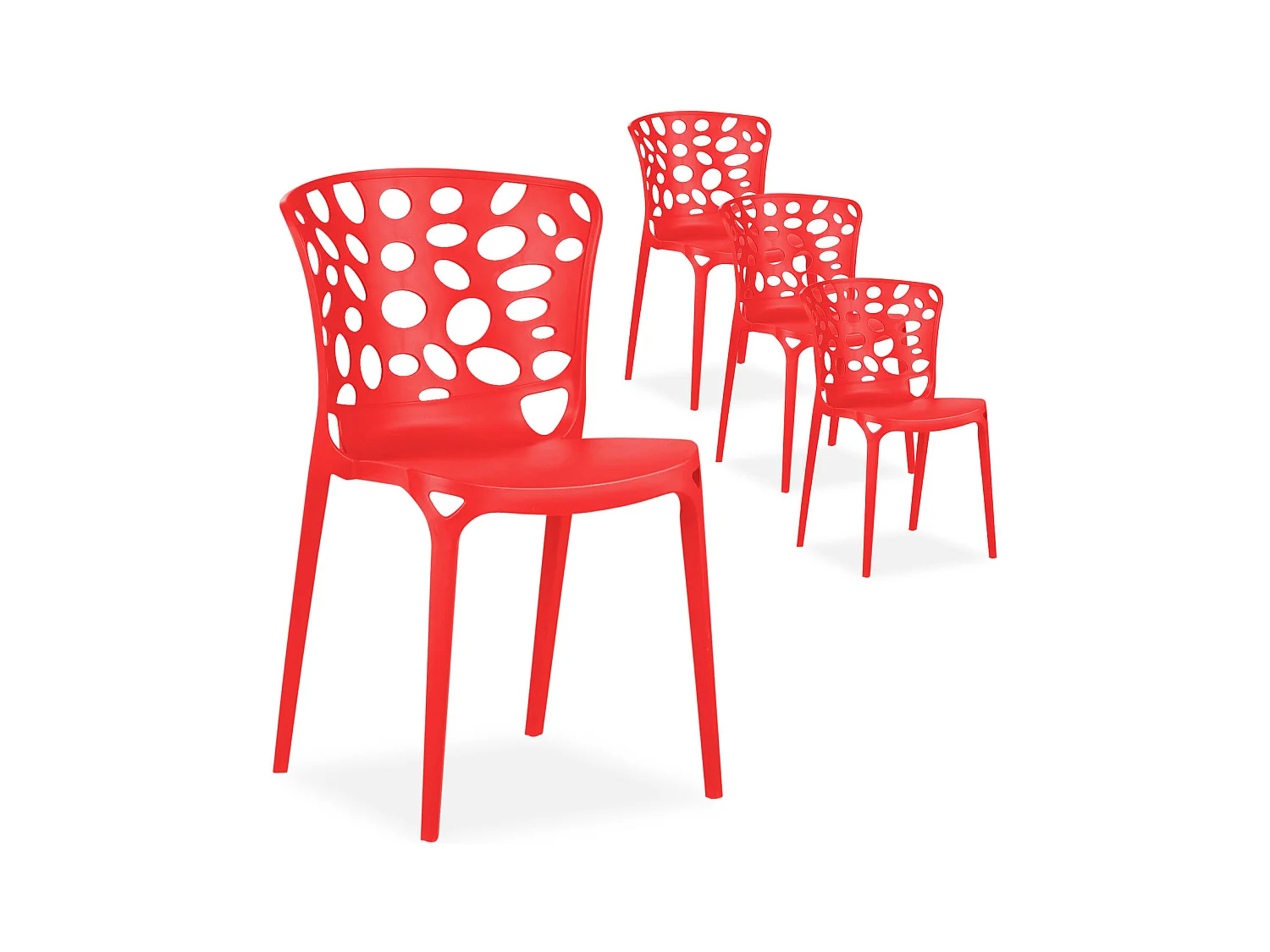 Chaise de jardin 47x83x47 cm rouge Lot de 4 Moderne