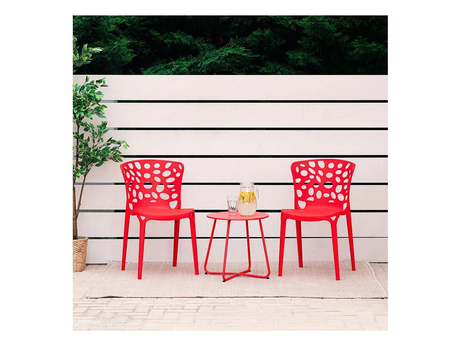 Chaise de jardin 47x83x47 cm rouge Lot de 4 Moderne