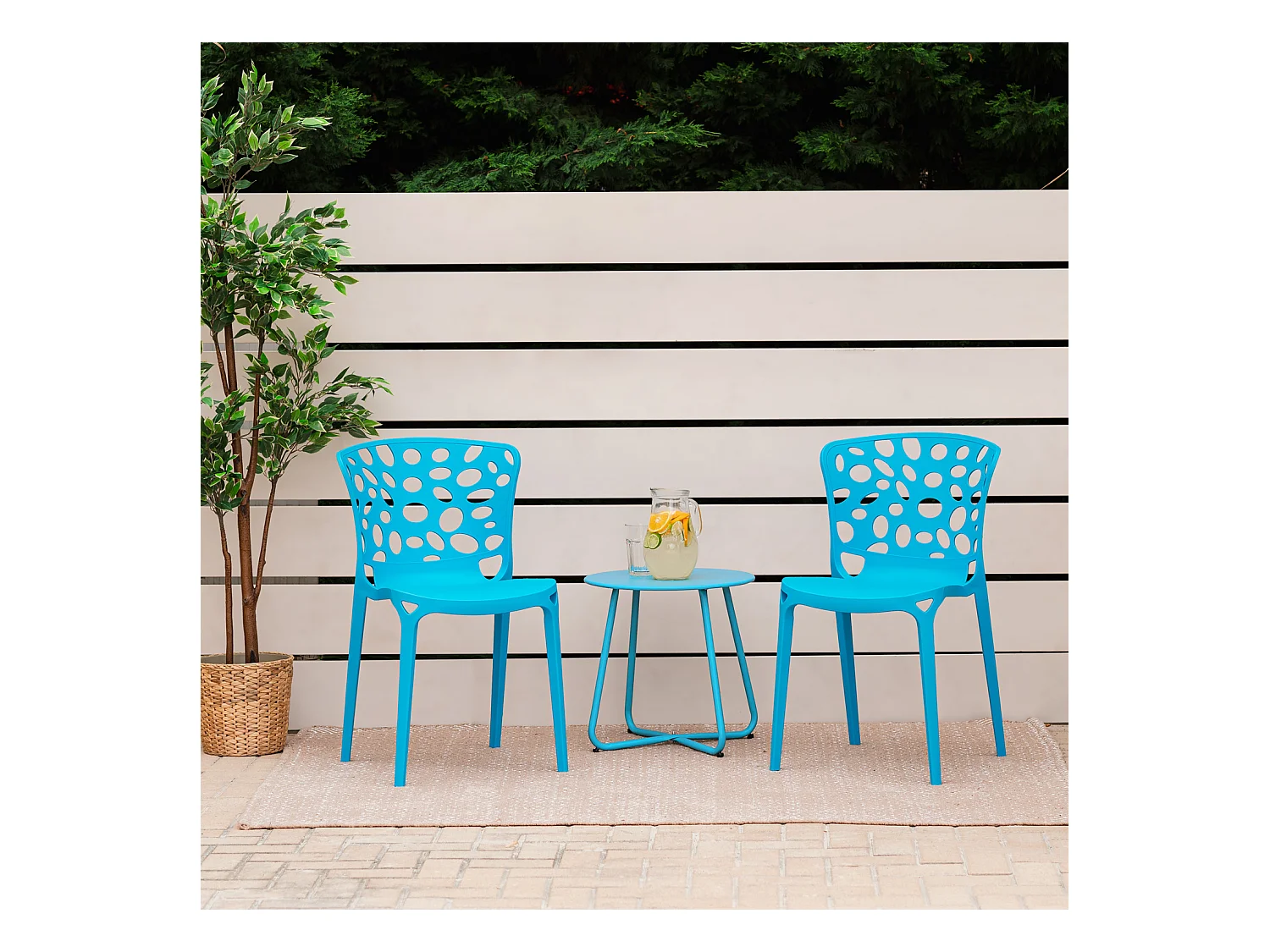 Chaise de jardin 47x83x47 cm bleue Lot de 6 Moderne