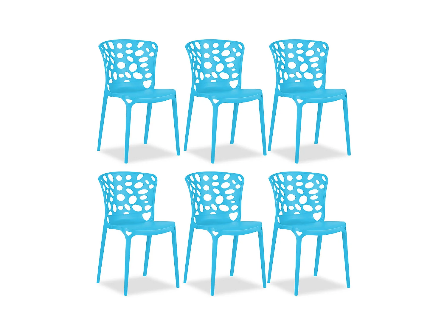 Chaise de jardin 47x83x47 cm bleue Lot de 6 Moderne