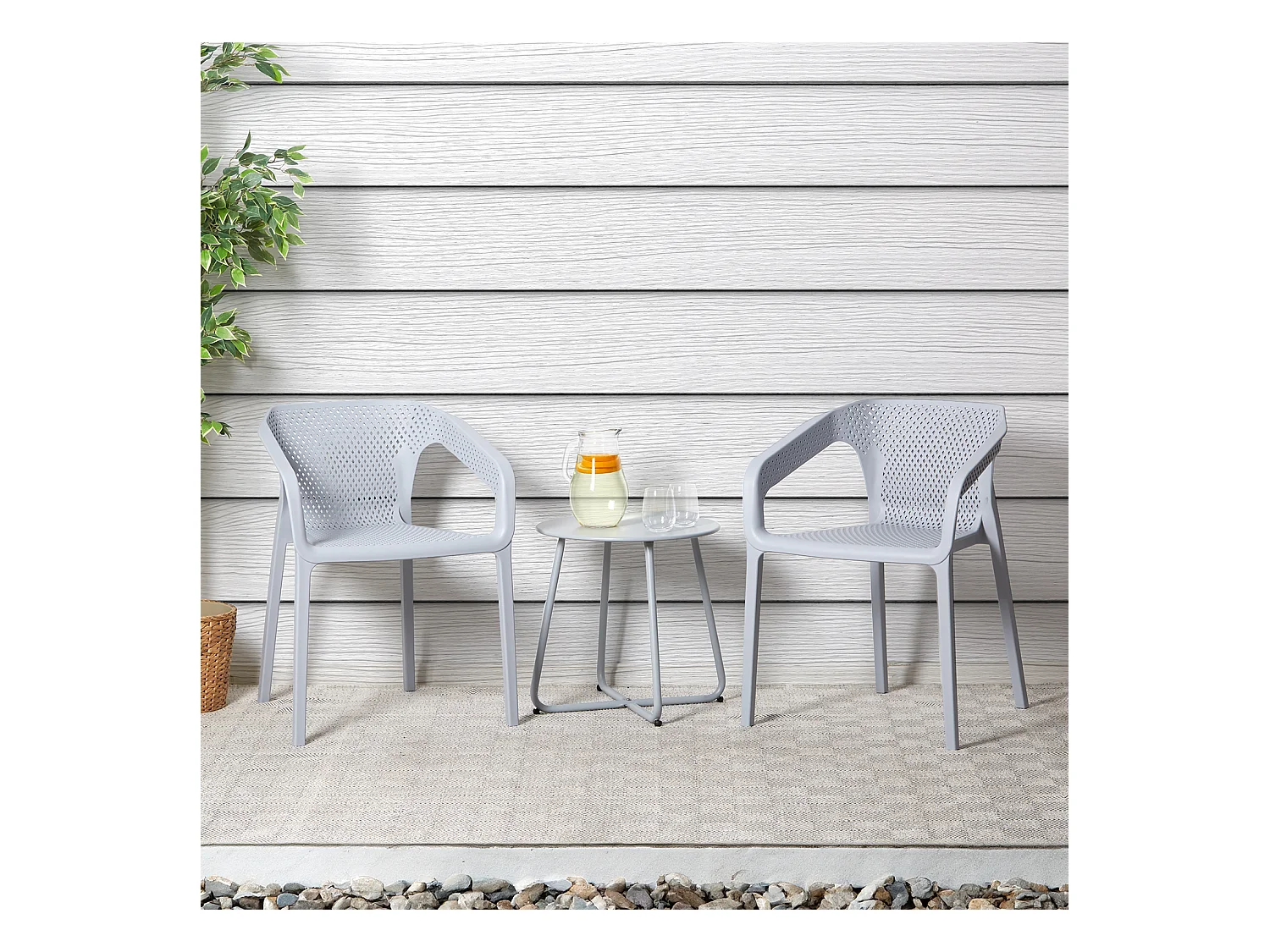 Chaise de jardin 55x74,5x54 cm gris
