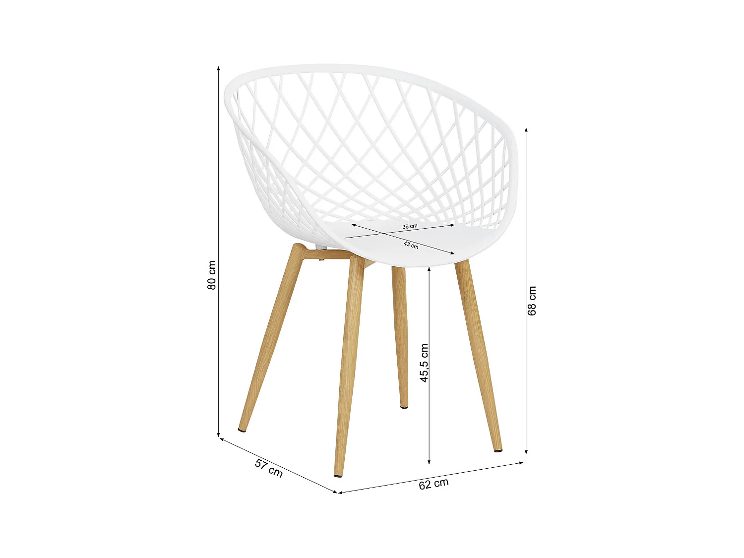 Tuinstoel 62x80x57 cm wit