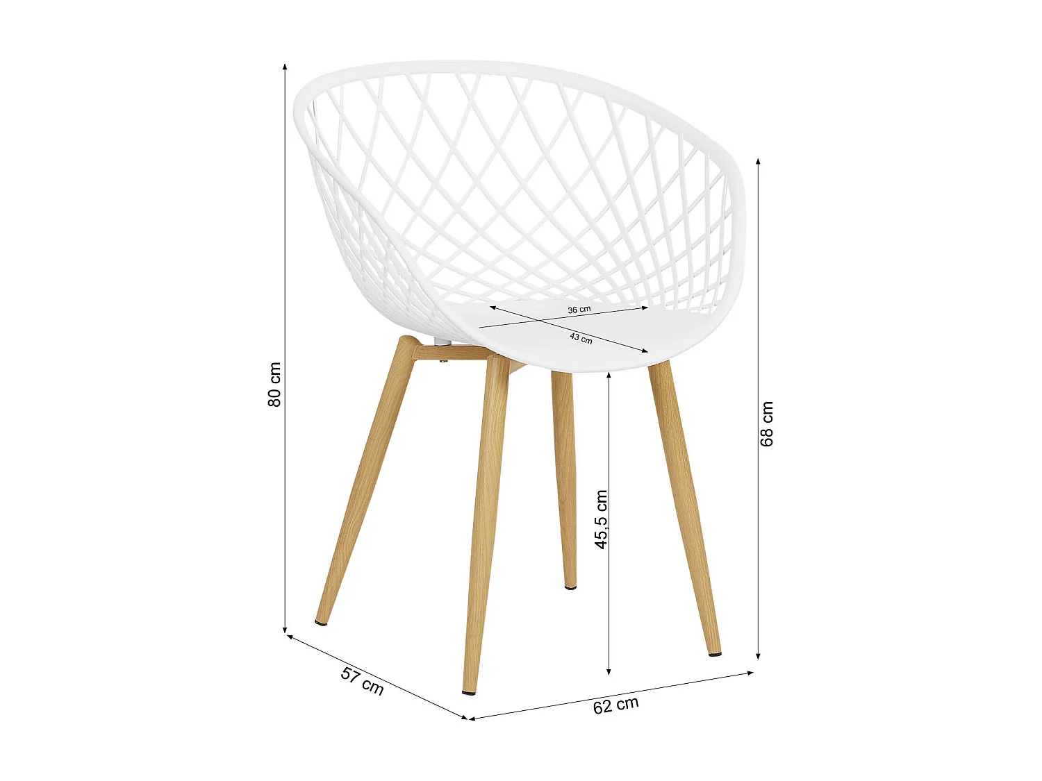 Silla de jardín 62x80x57 cm blanca