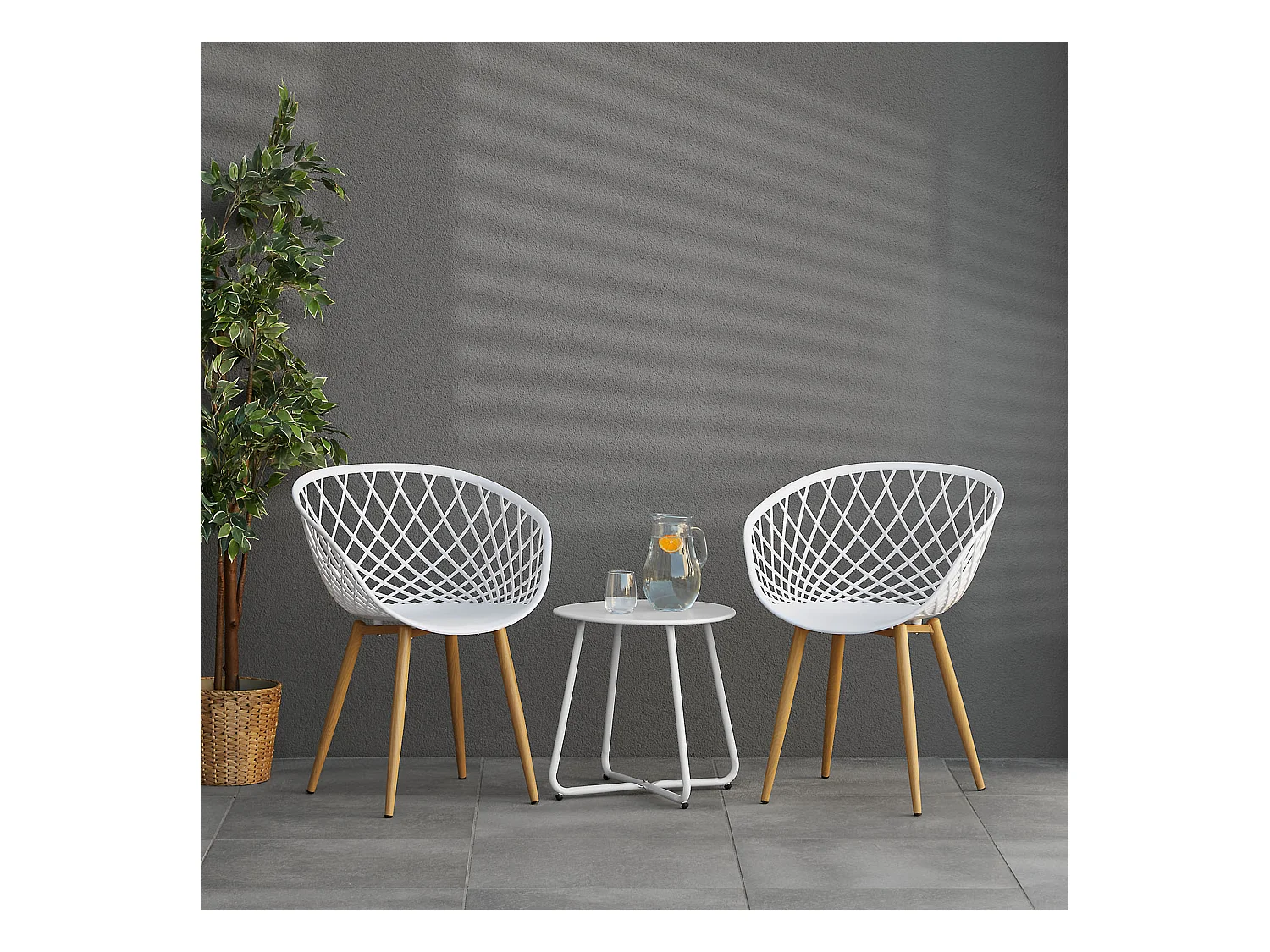 Ensemble de chaises de jardin 62x80x57 cm blanc