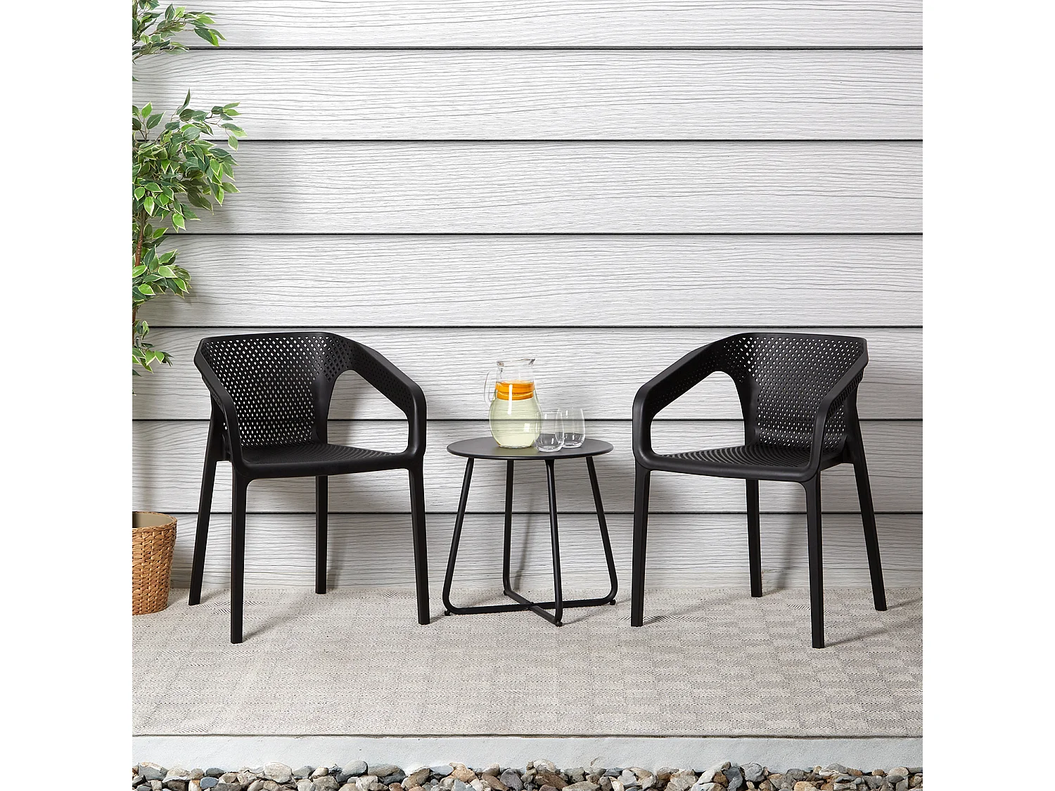 Sedia da giardino 55x74,5x54 cm nera set da 4