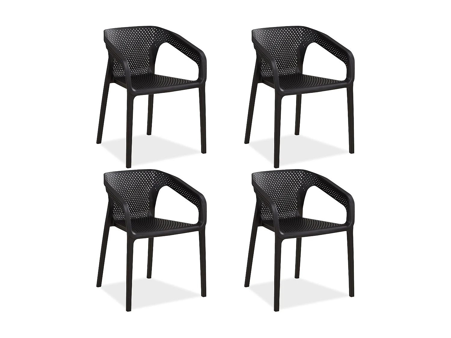 Sedia da giardino 55x74,5x54 cm nera set da 4