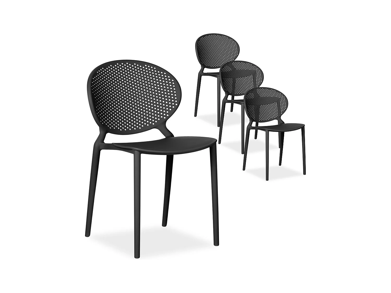 Tuinstoel 41x77,5x48 cm Zwart set van 4