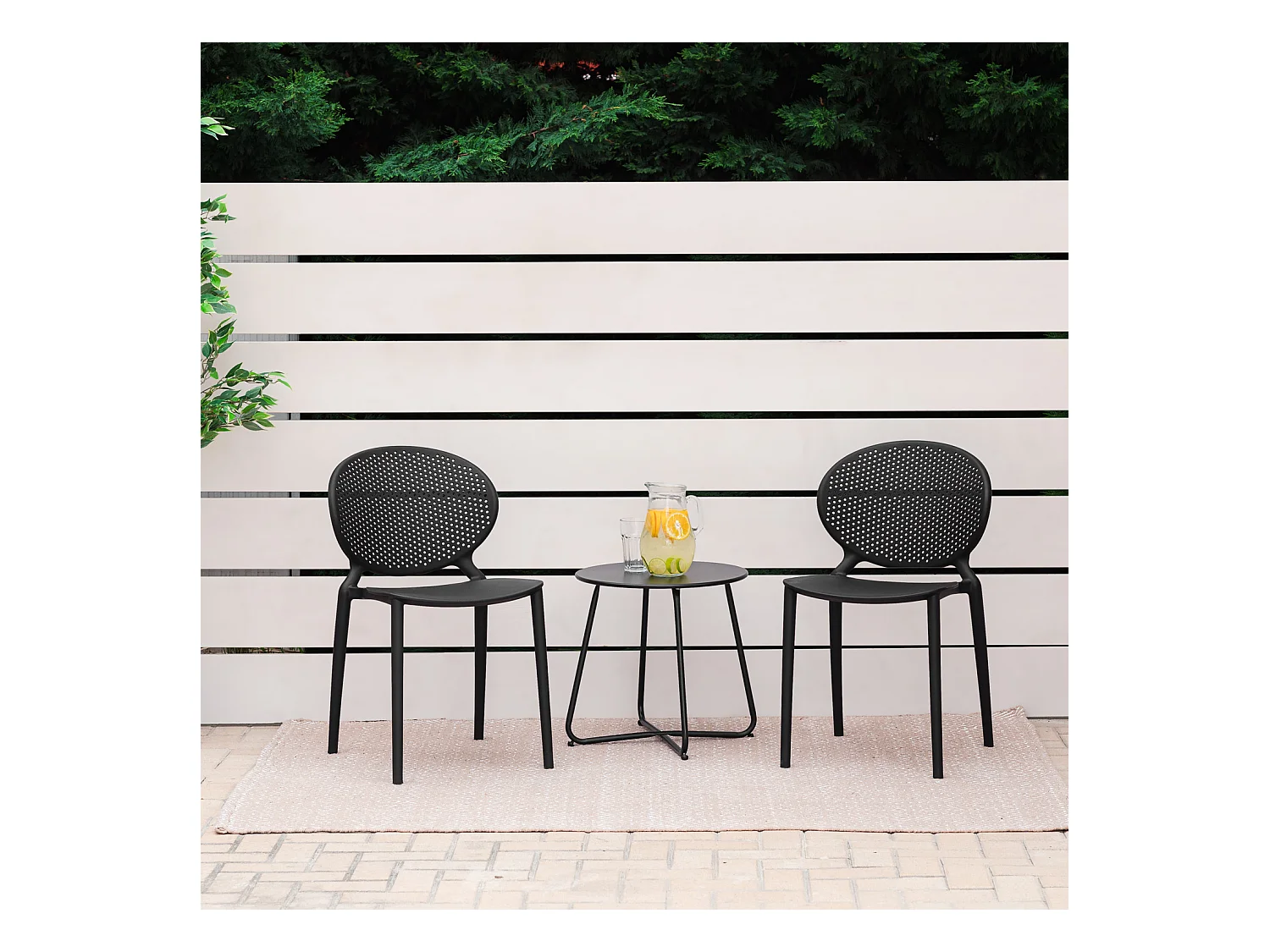 Tuinstoel 41x77,5x48 cm Zwart set van 4