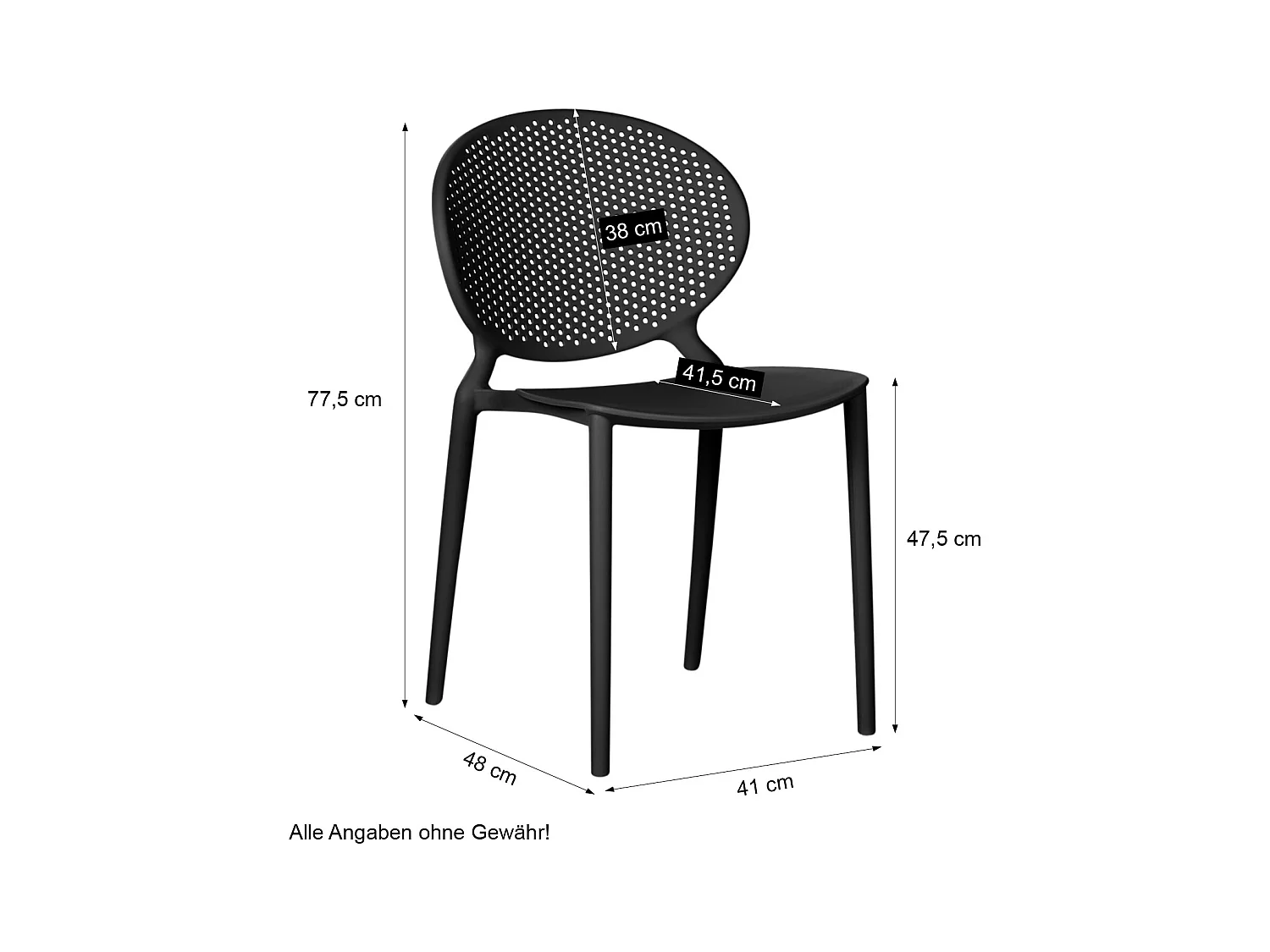 Tuinstoel 41x77,5x48 cm Zwart set van 4