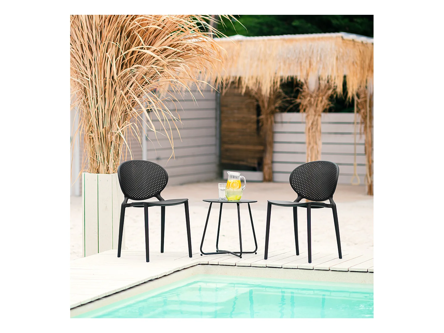 Chaise de jardin 41x77,5x48 cm Noir lot de 4