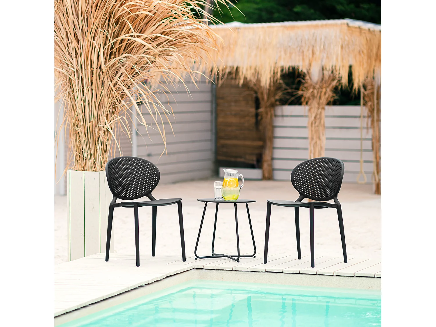 Sedia da giardino 41x77,5x48 cm Nero set da 4