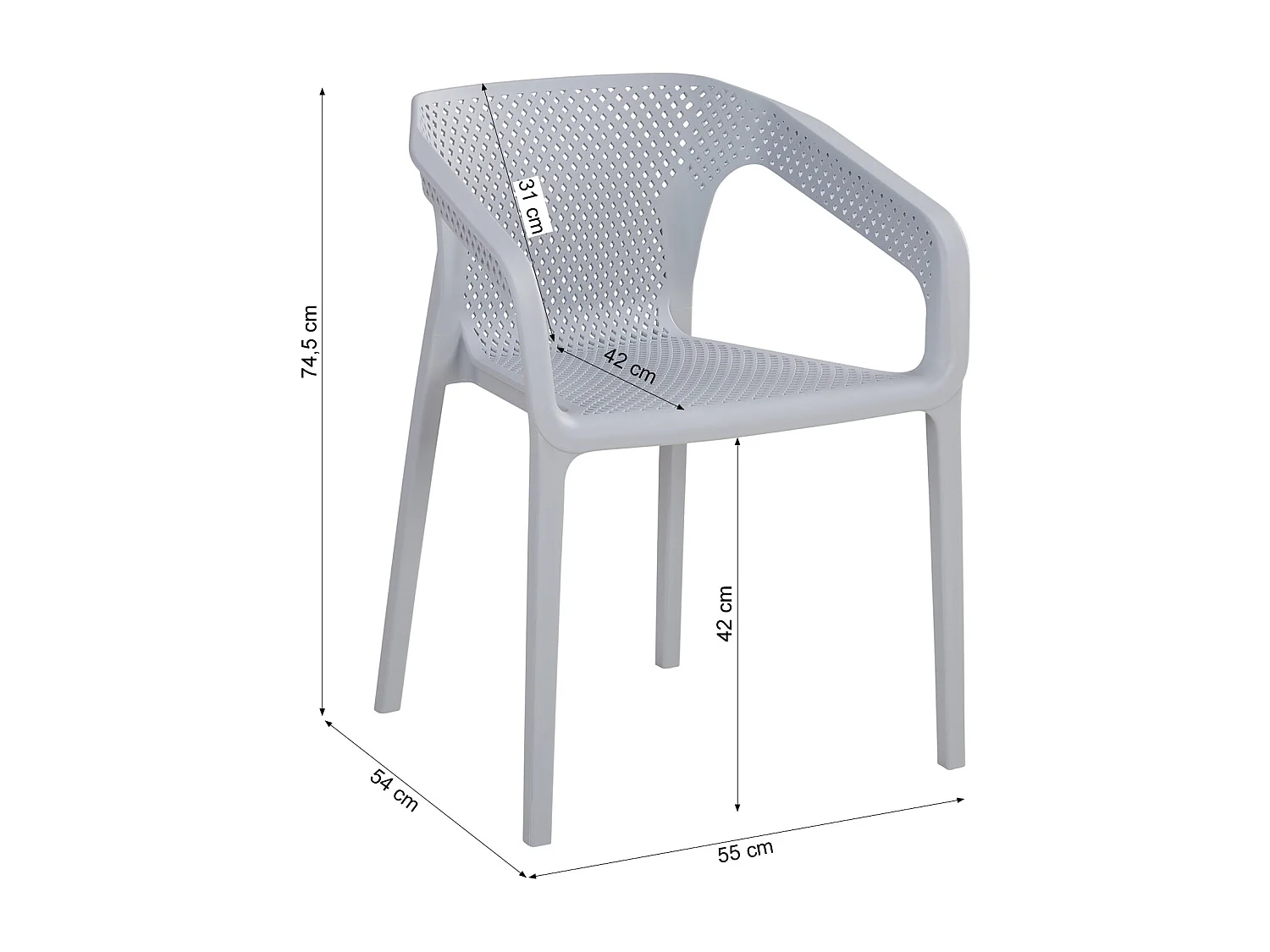 Sedia da giardino 55x74,5x54 cm Grigio