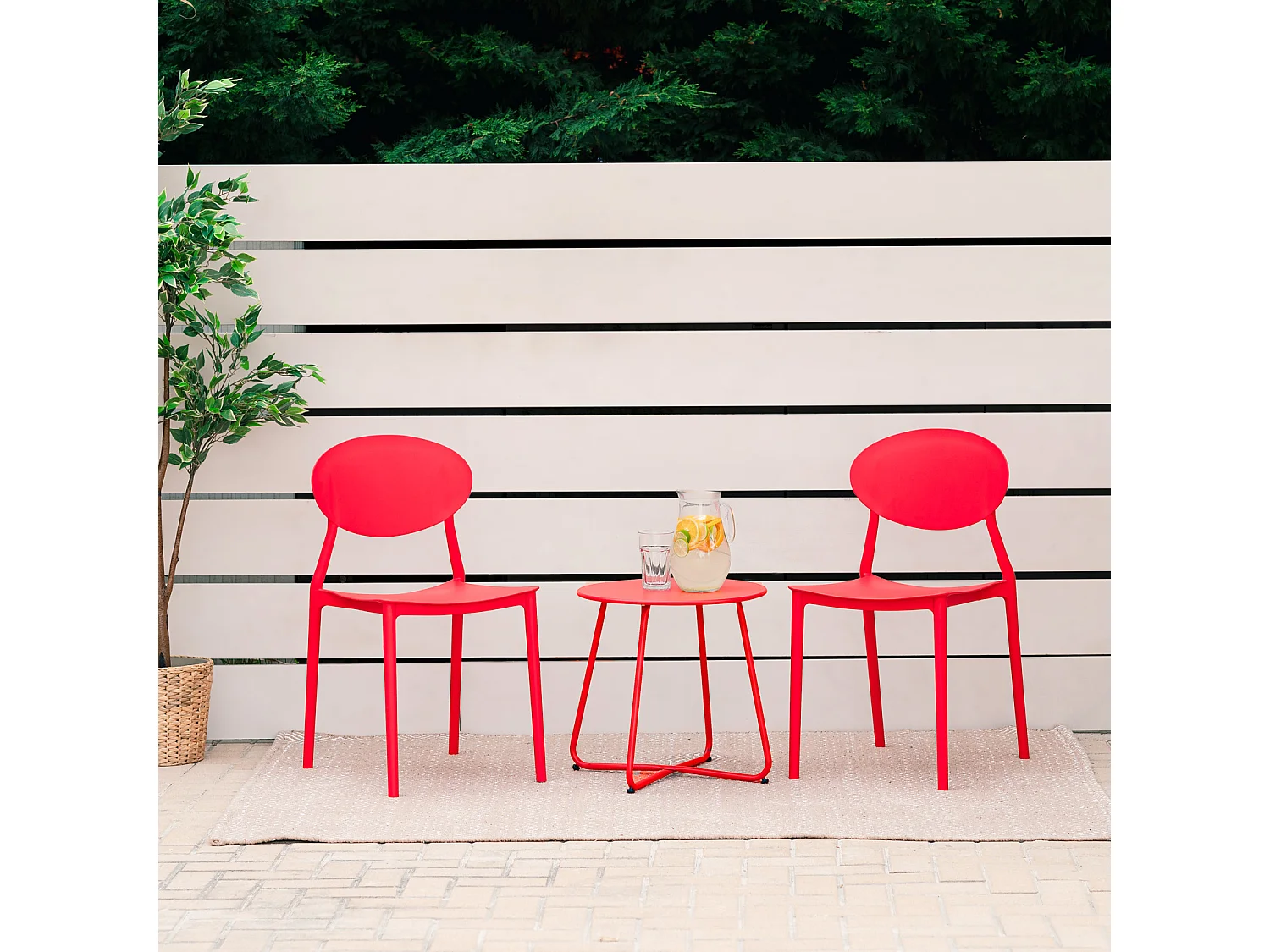 Ensemble de chaises de jardin 41x80.5x51 cm Rouge