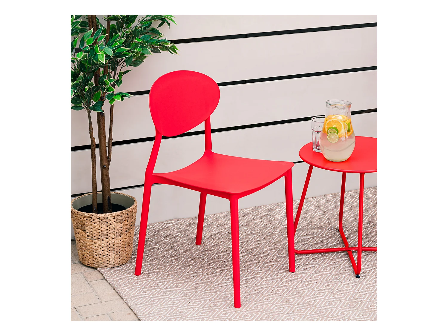 Ensemble de chaises de jardin 41x80.5x51 cm Rouge