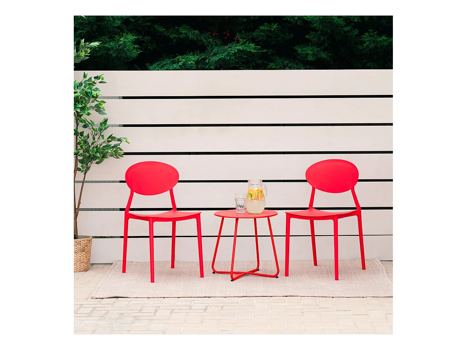 Ensemble de chaises de jardin 41x80.5x51 cm Rouge