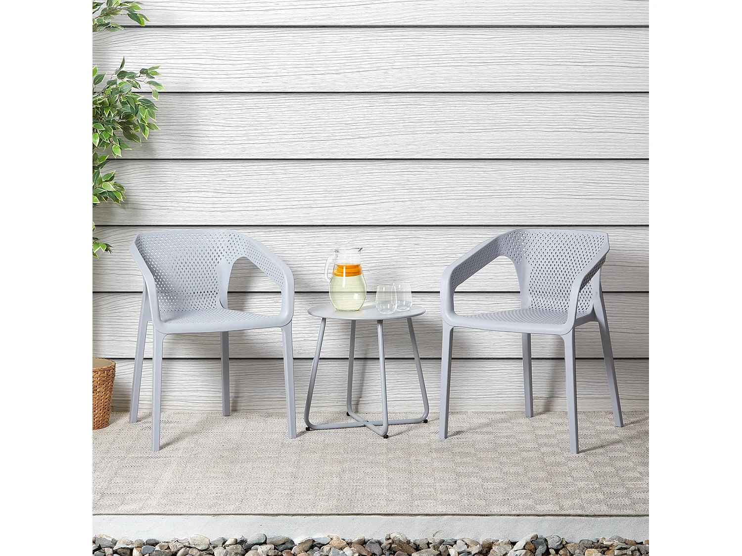 Silla de jardín 55x74,5x54 cm Gris Juego de 4